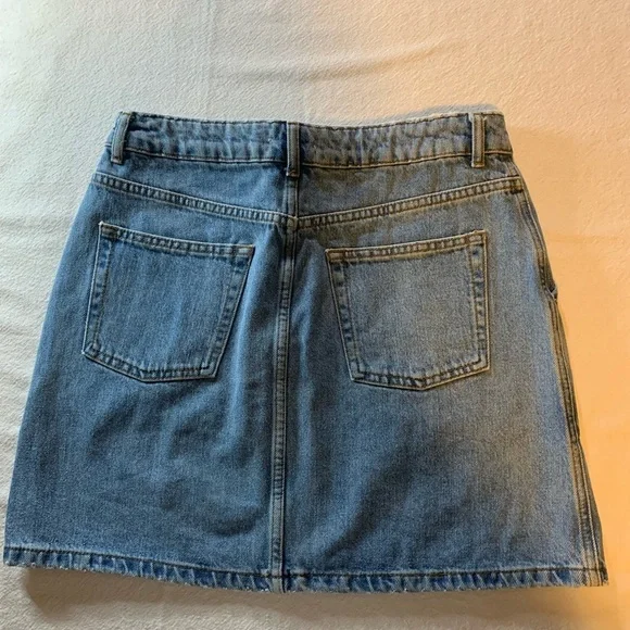 Top Shop denim skirt VINTAGE Y2K Button fly 4 pockets mini size 8 - Picture 5 of 8